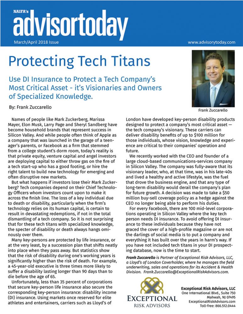 DI Insurance to protect a tech company visionary owners
